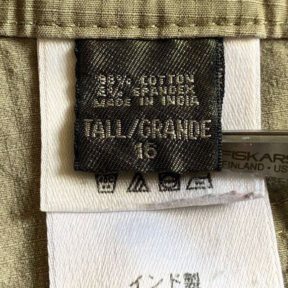 Eddie Bauer Hiking Shorts Women 16 Tall Mercer Fit Ripstop Fabric Olive - Picture 16 of 16